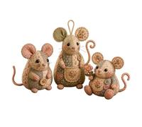 Patchwork Mouse DIY Kit, Handmade Sewing Craft Set with Floral Fabric, Stuffing, Buttons, Cute Stuffed Mouse Ornament, Ideal Birthday Holiday Gift for Craft Lovers, Adults, Beginners (3PC)