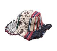 Patchwork Multicolored Mushroom Hemp Hat with Hidden Pocket Fedorahats, Handmade Summer Fisherman, Beach Travel Sun Hat for Unisex Men Women Multicolour (A)