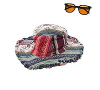 Patchwork Multicolored Mushroom Hemp Hat with Hidden Pocket Fedorahats, Mushroom Patchwork Hemp Hat Blend Vintage Fabrics Men Women Multicolour