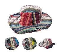 Patchwork Multicolored Mushroom Hemp Hat with Hidden Pocket Fedorahats,Western Cowboy Hats Adjustable Brim