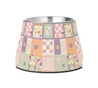 Patchwork Pastel Elements Bowl for Pets Non Skid Stainless Steel Pets Water Bowl for Small Dogs Slow Down Eating