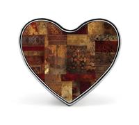 Patchwork Pattern Badges Heart with Button Design, Personalized Picture Pin Brooches, Heart Badge Holders for Decorate Hat Shirt Clothing Bag Accessories