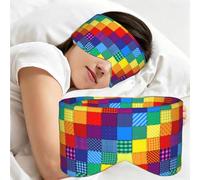 Patchwork Pattern of Rainbow Colors, Sleep Mask for Home Travel, Full Eye Covers Light Blocking Eye Mask Sleep Eye and Ear Muffs