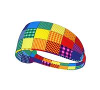 Patchwork Pattern Of Rainbow Colors,Sports Sweatband for Unisex Multi Headband Elastic Exercise Hairband