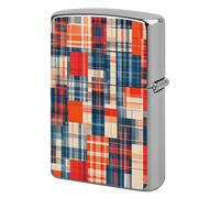 Patchwork Plaid Design Print Metal Lighter Cover Case, Vintage Cool Lighter Housing Funny Lighters Sleeve for Zippo Men Dad Husband Gift Collect