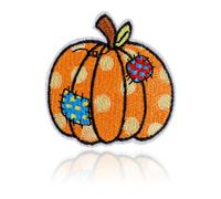Patchwork Polka Dot Pumpkin Embroidered Patch, Cute Stitched Ragged Pumpkin Fall Halloween Iron On/Sew On Applique, Harvest Season Badge for Jackets, Backpacks, Hats, DIY Clothing Decor