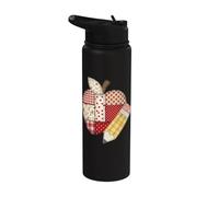 Patchwork Preppy Apples Back to School Teacher Student Stainless Steel Insulated Water Bottle