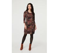 Patchwork Print 3/4 Sleeve Short Dress Izabel London Multi 10