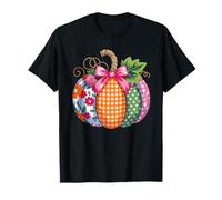 Patchwork Pumpkin Boho Floral Fall Halloween Autumn Vibes T-Shirt