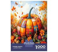 Patchwork Pumpkin Fall 1000 Pieces Jigsaw Puzzle Set Autumn Harvest Joy Classic Jigsaw Puzzle Sturdy Cardboard Couple Puzzle Partners Ultra Difficult Home Activity 70x50cm/1000p