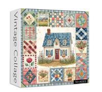 Patchwork Puzzles for Adults 1000 Pieces, PICKFORU Vintage Collage Puzzles House, Retro Spring Flower Pattern Puzzle as Wall Decor