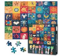 Patchwork Quilt Graffiti Jigsaw Puzzles for Adults 1000 Pieces, Colorful Artwork Hard Difficult Challenging Family Puzzle Games with Letters on Back Finished 27.5 x 19.7 inch