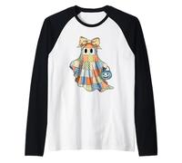 Patchwork Quilter Fall Ghost Bow Quilt Block Autumn Quilting Raglan Baseball Tee