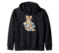 Patchwork Quilter Fall Ghost Bow Quilt Block Autumn Quilting Zip Hoodie