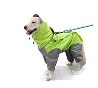Patchwork raincoat for dogs, waterproof 4-legged rain jacket, pet raincoat with removable hood for small, medium and large dogs (green, 24#)