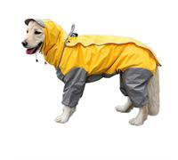 Patchwork raincoat for dogs, waterproof 4-legged rain jacket, pet raincoat with removable hood for small, medium and large dogs (yellow, 18#)