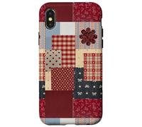Patchwork Red Christmas Bow Coquette Sweetheart Aesthetic Case for iPhone X/XS