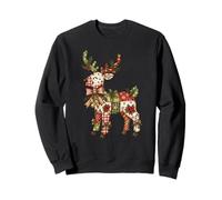 Patchwork Reindeer Deer Cute Festive Christmas Quilt Sweatshirt
