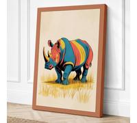 Patchwork Rhinoceros Boho Canvas Wall Art Print 36x24 Inch
