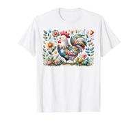 Patchwork Rooster with Cottagecore Floral Vibes Value Graphic T-Shirt, Men, White, XL