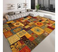 Patchwork Rug Living Room Rug 80 x 150 cm Machine Washable Carpet, African Tribal Design Non Slip Area Rug Brown Low Pile Large Rugs for Living Room Bedroom Farmhouse Dining Room Kids Playroom