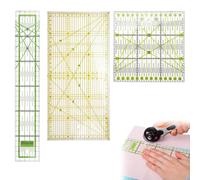 Patchwork Ruler, Quilting Ruler, 15 cm x 30 cm, Transparent, with cm Scale and Angle Functions, Tailor's Ruler, Sewing Ruler Set, Ironing Ruler, Tailor Ruler, for Patchwork and Crafts, Pack of 3