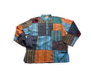Patchwork Shirt Pullover Fisherman Shirt Leisure Shirt Hippie Goa Psy Bash