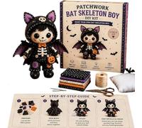 Patchwork Skeleton Witch Girl DIY Kit, Eerily Cute Witchgirls Dolls Felt Patchwork Kit, Halloween Sewing Craft Kits for Adults & Beginner,Creative Gothic Art Crafts for Skeleton Craft Fans (C#)
