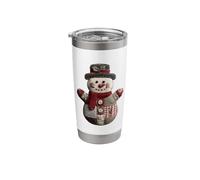 Patchwork Snowman with Cozy Scarf and Buttons Stainless Steel Insulated Tumbler