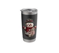 Patchwork Snowman with Cozy Scarf and Buttons Stainless Steel Insulated Tumbler