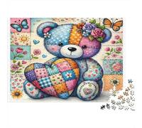 Patchwork Teddy Bear 100% Recycled Cardboard Patchwork Teddy Bear 1000Pc Jigsaw Puzzles Adults Unique Classic Educational Games 52x38cm/1000pcs
