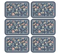 patdrea Blue Chinoiserie Rectangular PVC Placemats, Pack of 6, Waterproof Insulation, Soft and Durable, Suitable for Dining Table, Kitchen and Coffee Table Decoration,12"*17"