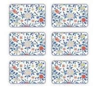 patdrea Blue Floral Rectangular PVC Placemats, Pack of 6, Waterproof Insulation, Soft and Durable, Suitable for Dining Table, Kitchen and Coffee Table Decoration,12"*17"