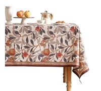 patdrea Designer Brown Tablecloth for Rectangle Tables,Framhouse Linen Pomegranates Leaves Pattern Linen Tablecloth,Fall Fruits Table Cover Cloth Decor for Kitchen Dining Christmas,63"*110"