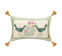 patdrea Designer Rectangle Throw Pillow Covers,Farmhouse Linen with Green Floral Pattern Pillows Cover,Decorative Lumbar Pillowcases Cushion for Bed Living Room Outdoor Car,12"x20"