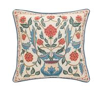 patdrea Designer Throw Pillow Covers,Square Brilliant Vintage Red Tropical Linen with Floral Pattern Pillow Cover,Decorative Pillowcases Cushion for Bed Living Room Outdoor Car,18"x18"