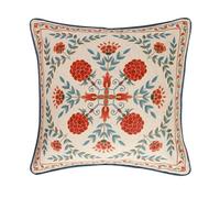patdrea Designer Throw Pillow Covers,Square Brilliant Vintage Red Tropical Linen with Floral Pattern Pillow Cover,Decorative Pillowcases Cushion for Bed Living Room Outdoor Car,18"x18"
