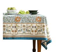 patdrea French Designer Tablecloth Rectangular Blue Italian Floral Pattern - Non-Iron Linen Tablecloth for Kitchen, Dining Room, Party, Holiday - 55 x 71 Inch