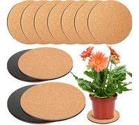 Patelai 10 Pieces 3 Sizes Cork Plant Coasters 4/6/8 Inch Cork Plant Round Absorbent Saucer Mat Plate Pad Table Board Pads for Gardening Indoor Outdoor Pots DIY Craft Project