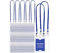 Patelai 100 Pack Twist Free Double Clip Lanyards Bulk 2 Hook Adjustable Neck Strap for ID Badge Face Mask Badge Holder for Back to School Office Conference Business Church Essential (Blue)