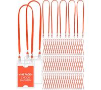 Patelai 100 Pack Twist Free Double Clip Lanyards Bulk 2 Hook Adjustable Neck Strap for ID Badge Face Mask Badge Holder for Back to School Office Conference Business Church Essential (Orange)