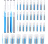Patelai 100 Pieces Braces Brush for Cleaner Interdental Brush Toothpick Dental Tooth Flossing Head Oral Dental Hygiene Flosser Toothpick Cleaners Tooth Cleaning Tool(Blue, Grey,Mixed Sizes)