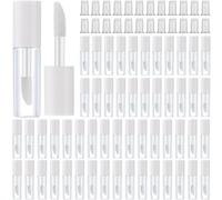 Patelai 100 Pieces Clear Mini Lip Gloss Tube Refillable Empty Lip Balm Gloss Containers Bottles Transparent Mini Lipstick Containers for Women DIY Makeup (White,1.2ml)