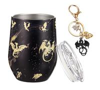 Patelai 12 oz Wing Dragon Stainless Steel Tumbler with Lid and Wing Keychain, Souvenir Dragons Inspired Book Lovers Merch, Coffee Travel Mug Cup for Men Dragon Gifts for Birthday Christmas Fathers Day