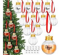 Patelai 12 Pcs Christmas Clear Drink Booze Balls Fillable Shot Glass Tree Ornament Water Bottle Bulbs Plastic Xmas Pendant Ball with Stickers for Home Party Decoration(Gold)