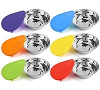 Patelai 12 Pcs Stainless Steel Dog Bowls 7.9" with Silicone Lids Portable Food and Water Dishes for Pets Sealable Containers for Small Medium Dog Cat Indoor (Red,Blue,Green,Purple,Yellow,Orange)