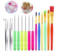 Patelai 14 Pcs Cookie Decorating Tool Set Easter Fondant Cake Decorating Brushes Scribe Cookie Tool Sugar Stir Needle Baking Elbow and Straight Tweezers for Easter Sprinkles Supplies for Fondant