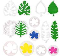 Patelai 14 Pcs Tropical Leaf Cookie Cutters Hawaiian Flower Cutters Plastic Palm Cookie Mold Flower Leaves Fondant Mold for Sugar Craft Biscuit Cake Decoration Summer Beach Party
