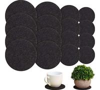 Patelai 16 Pieces Black Plant Coasters 4 Sizes Felt Cork Plant Reversible Round 4/6/ 8/10 Inch Fabric Cork Trivets Pads for Drinks Absorbent Waterproof Tray Pot for House Indoor