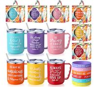 Patelai 18 Pcs Christian Gifts Mugs Set for Woman Include 6 Christian Coffee Mugs 17 oz with Lid Straw Silicone Bracelets Religious Bible Verse Gifts for Friend Men Women Favor (Bright)